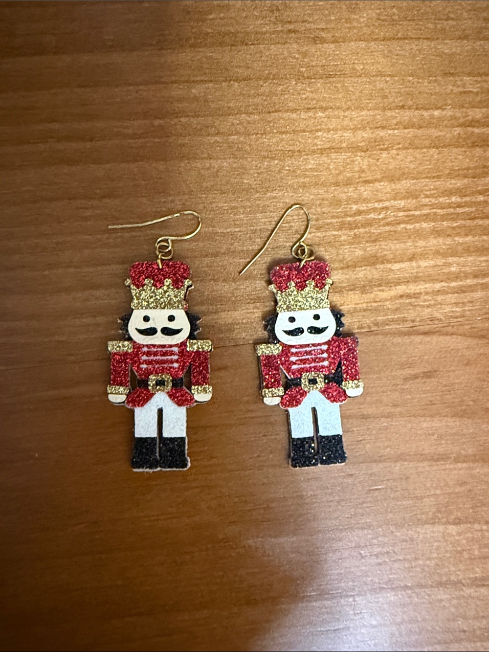 Nutcracker Glitter Drop Earrings - Red and Gold